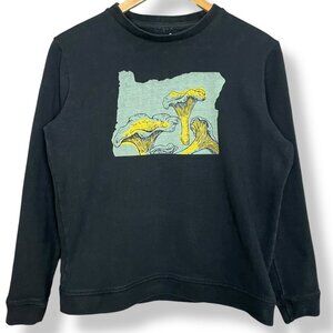 Mushroom Sweatshirt Women Etta & James Junction Black Top Small Portland Oregon